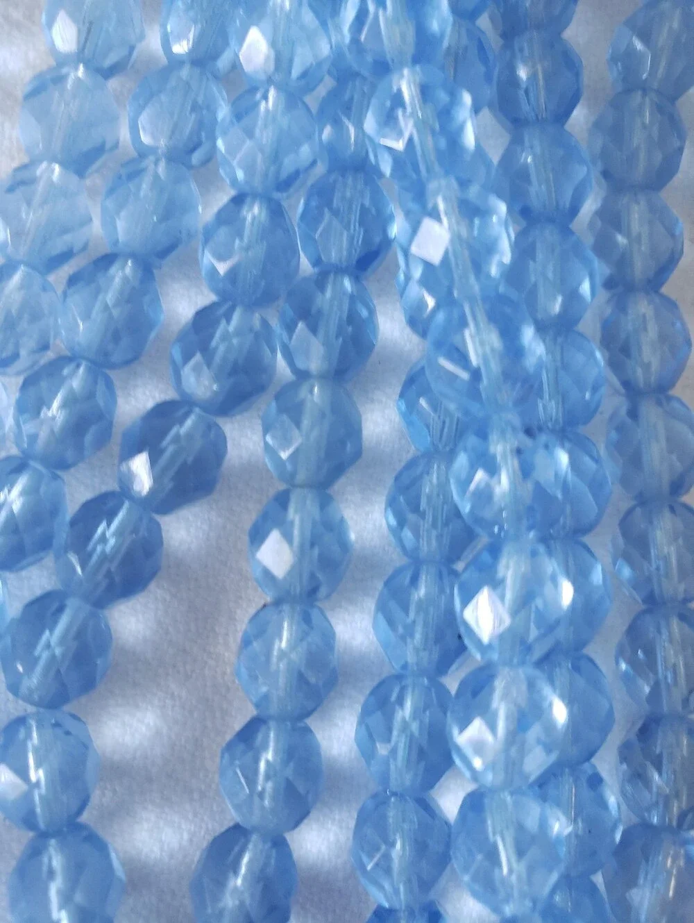 5 Strands 8mm Faceted Sapphire Glass Beads